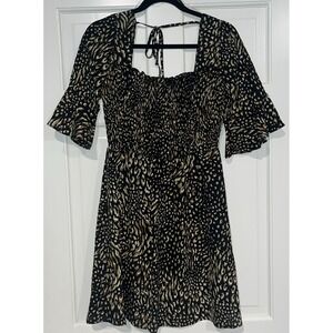 NWT! Lily White Women's Smocked Bell Sleeve Dress Size Small Fall Boho Chic